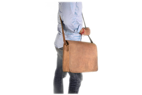 Vintage 10" Inch Leather Handmade Office Bag Macbook Laptop Messenger Bag For Man Woman And Student