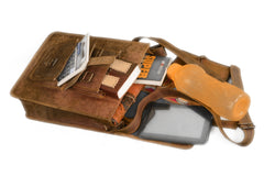 Vintage 10" Inch Leather Shoulder man small handbags Briefcase Messenger Bag For Man Woman & Student