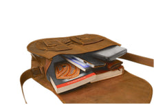 Vintage 14 "Business Canvas Genuine Leather Laptop Messenger Bag For Woman